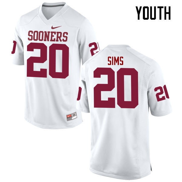 Youth Oklahoma Sooners #20 Billy Sims College Football Jerseys Game-White - Click Image to Close
